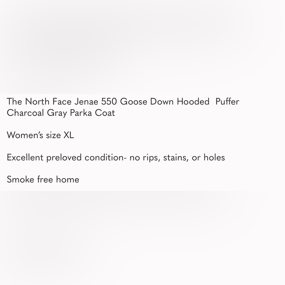 The North Face Jenae 550 Goose Down Hooded  Puffer Charcoal Gray Parka Coat XL - Picture 6 of 6